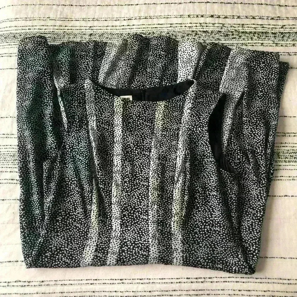 Vintage 90s Anne Klein Womens Black White Romantic Polka Dot Midi Dress 12 - Picture 6 of 8